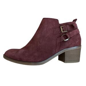 Sonoma booties buckle ankle suede ankle maroon/wine women's SZ 7 ankle zip up